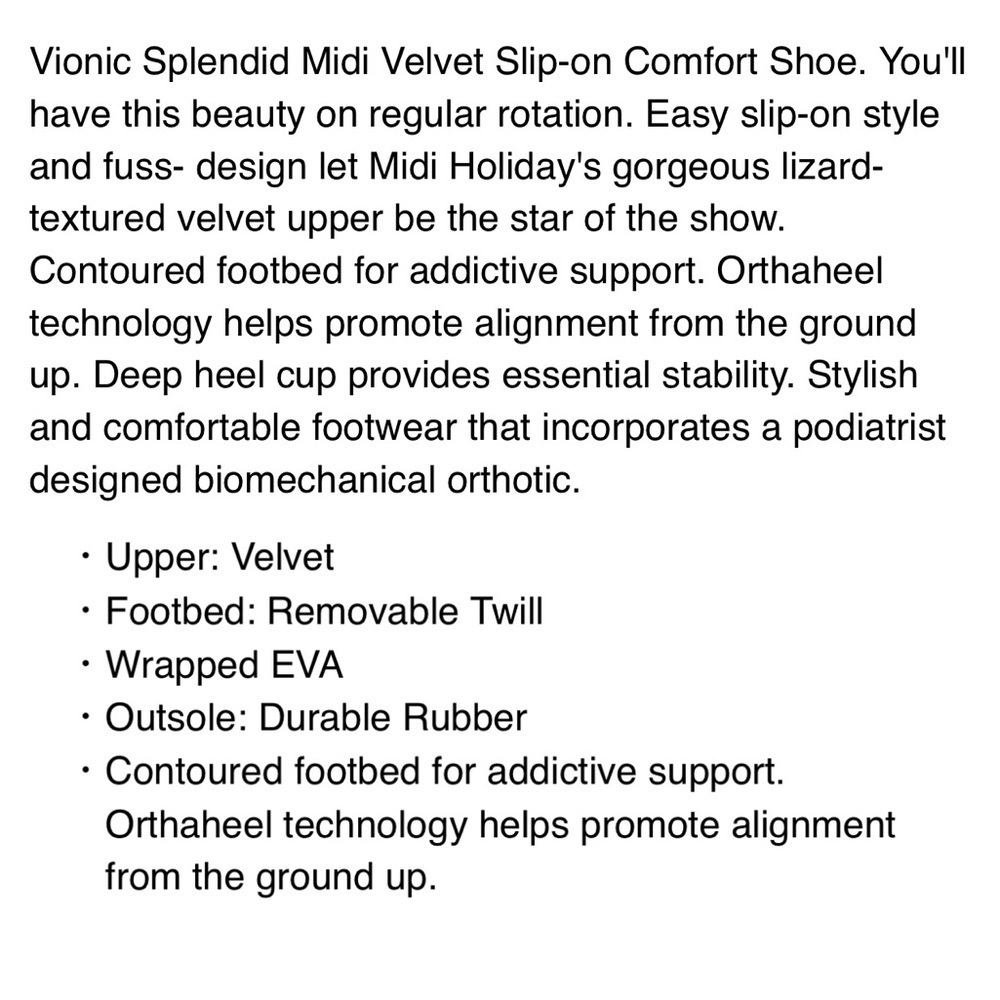 Vionic Splendid Midi Holiday Grey Velvet Slip On Comfort Loafer Sneaker Sz 8.5 - Picture 8 of 8